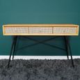 Desk - 3 Drawer - Rubber Wood and Rattan