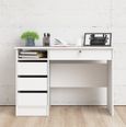 Function Plus White 3+1 Handle Free Drawer Single Desk