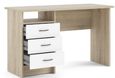 Function Plus White and Oak Effect 3 Drawer Single Desk