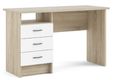 Function Plus White and Oak Effect 3 Drawer Single Desk