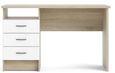 Function Plus White and Oak Effect 3 Drawer Single Desk