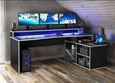 Tezaur Black 3 Shelves LED Light Gaming Desk