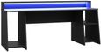 Tezaur Black and Blue LED Light Gaming Desk