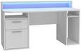 Tezaur White 2 Drawer LED Light Gaming Desk
