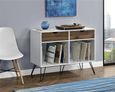 Contra Turntable Stand with Drawers in White and Oak - 1323015COMUK