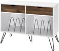 Contra Turntable Stand with Drawers in White and Oak - 1323015COMUK