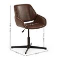 Parker Swivel Office Chair - Adjustable Height - Brown and Black - Faux Leather and Metal