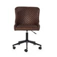 Luxe Swivel Office Chair - Curved Back - Adjustable Height - Brown and Black - Faux Leather and Metal