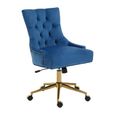 Anita Office Chair - Blue Velvet with Gold Base