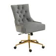 Anita Office Chair - Grey Velvet with Gold Base