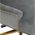 Anita Office Chair - Grey Velvet with Gold Base