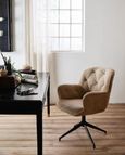 Lea Beige Boucle Fabric Swivel Office Chair
