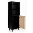 Boho Wine Cabinet - Tall - 1 Door - Geometric Design - Natural and Black - Mango Wood