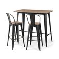 Grafton Bar Set - 2 Stools - Elm Wood - Industrial