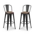 Grafton Bar Set - 4 Stools - Elm Wood - Industrial