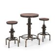 Rockport Round Bar Set - Rustic Elm - Industrial - with 2 Stools