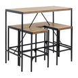 Bahamas Bar Set - Rustic Oak and Black Metal