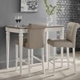Montreux Bar Table Set - 2 Upholstered Grey Bonded Leather Barstools - Grey Washed Oak & Soft Grey