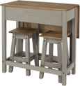 Corona Drop Leaf Table with 2 Stools - Grey Mexican Pine