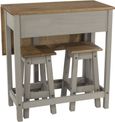 Corona Drop Leaf Table with 2 Stools - Grey Mexican Pine