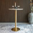 Bolzano Bar Table - Round - White Marble Effect - Gold Base