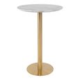 Bolzano Bar Table - Round - White Marble Effect - Gold Base