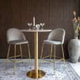 Bolzano Bar Table - Round - White Marble Effect - Gold Base