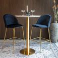 Bolzano Bar Table - Round - White Marble Effect - Gold Base