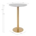 Bolzano Bar Table - Round - White Marble Effect - Gold Base