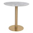 Bolzano Bar Table - Round - Large - White Marble Effect - Gold Base