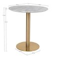 Bolzano Bar Table - Round - Large - White Marble Effect - Gold Base
