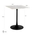 Carlten Bistro Table - Square - White and Black - Marble and Metal