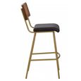 Buffalo Bar Chair - Black - Leather with Gold Metal