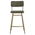 Buffalo Bar Chair - Green - Leather with Gold Metal