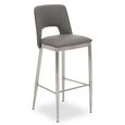 Gilden Bar Chair - Grey Faux Leather with Metal Legs