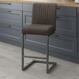 Brooklyn Barstool with Back - Set of 2 - Grey Faux Leather