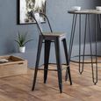 Grafton Barstool with Back - Set of 2 - Elm Wood - Industrial