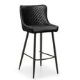 Leather Barstool with Back - Set of 2 - Black