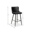 Leather Barstool with Back - Set of 2 - Black
