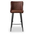 Leather Barstool with Back - Set of 2 - Brown
