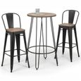 Grafton Barstool with Back - Set of 2 - Elm Wood - Industrial