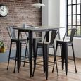 Grafton Barstool with Back - Set of 2 - Elm Wood - Industrial