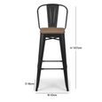 Grafton Barstool with Back - Set of 2 - Elm Wood - Industrial