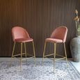 Lausanne Barstool - Pink Velvet Fabric - Set of 2 - Gold Legs