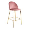 Lausanne Barstool - Pink Velvet Fabric - Set of 2 - Gold Legs
