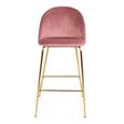Lausanne Barstool - Pink Velvet Fabric - Set of 2 - Gold Legs