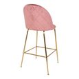 Lausanne Barstool - Pink Velvet Fabric - Set of 2 - Gold Legs