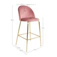 Lausanne Barstool - Pink Velvet Fabric - Set of 2 - Gold Legs