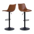 Clearance - Oregon Barstool - Set of 2 - Tan Faux Leather - Gas Lift - with Back - A405
