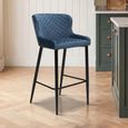 Malmo Barstool with Back - Set of 2 - Blue Fabric